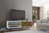 Manhattan Comfort Liberty 62.99" Mid-Century Modern TV Stand with 3 Shelves & 2 Doors - White & Brown|Meuble pour téléviseur Liberty de Manhattan Comfort de 62,99 po de style moderne du milieu du 20e siècle avec 3 tablettes et 2 portes - blanc et brun