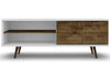 Manhattan Comfort Liberty 62.99" Mid-Century Modern TV Stand with 3 Shelves & 2 Doors - White & Brown|Meuble pour téléviseur Liberty de Manhattan Comfort de 62,99 po de style moderne du milieu du 20e siècle avec 3 tablettes et 2 portes - blanc et brun
