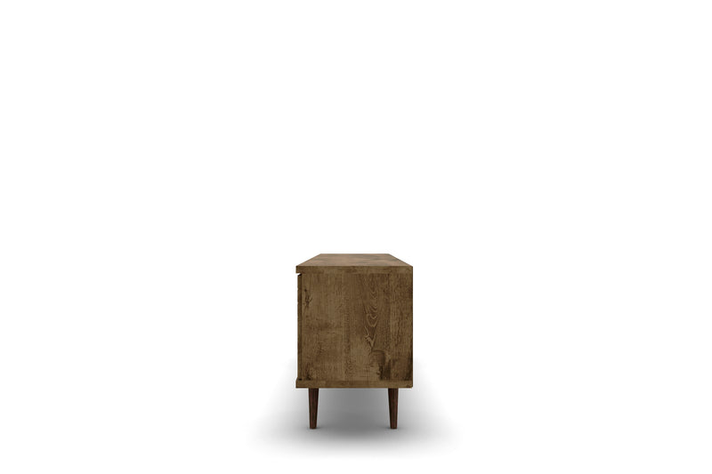 Manhattan Comfort Liberty 62.99\" Mid-Century Modern TV Stand with 3 Shelves & 2 Doors - Rustic Brown & Yellow