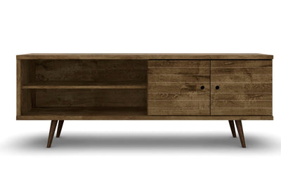 Manhattan Comfort Liberty 62.99" Mid-Century Modern TV Stand with 3 Shelves & 2 Doors - Rustic Brown|Meuble pour téléviseur Liberty de Manhattan Comfort de 62,99 po de style moderne du milieu du 20e si