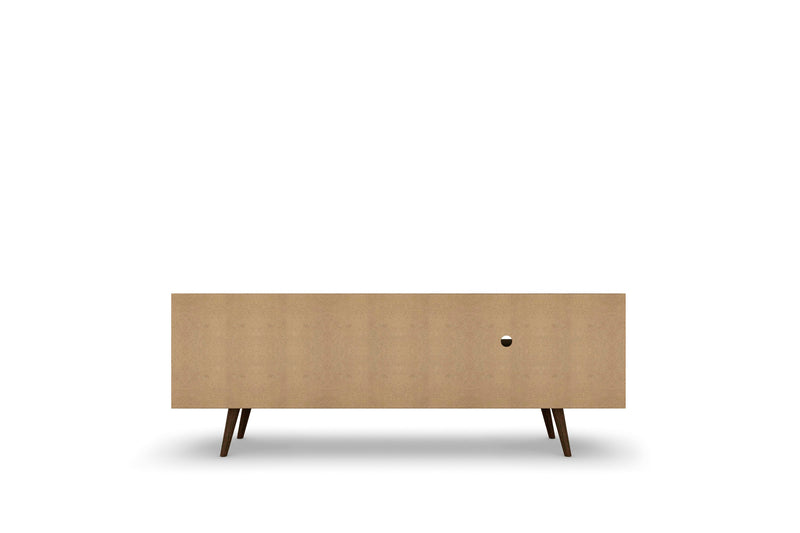 Manhattan Comfort Liberty 62.99\" Mid-Century Modern TV Stand with 3 Shelves & 2 Doors - Rustic Brown & Aqua Blue