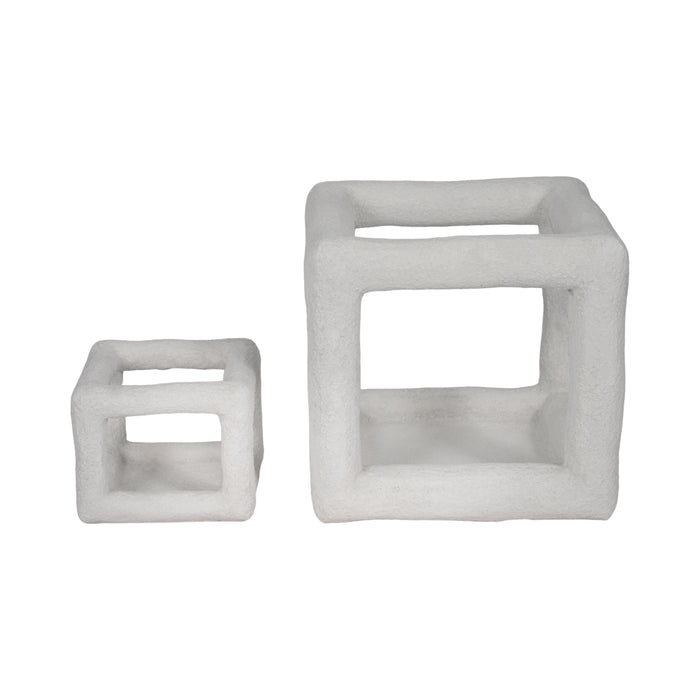 6\" Tectured Open Square Cube - White
