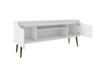 Manhattan Comfort Bradley 62.99" TV Stand with 2 Media Shelves & 2 Storage Shelves - White & Rustic Brown|Meuble pour téléviseur Bradley de Manhattan Comfort de 62,99 po avec 2 tablettes multimédias et 2 tablettes de rangement - blanc et brun rustique