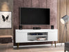 Manhattan Comfort Bradley 62.99" TV Stand with 2 Media Shelves & 2 Storage Shelves - White & Rustic Brown|Meuble pour téléviseur Bradley de Manhattan Comfort de 62,99 po avec 2 tablettes multimédias et 2 tablettes de rangement - blanc et brun rustique