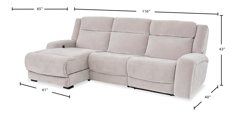Shaquille O’Neal Home Legacy 3-Piece Left-Facing Power Reclining Sectional with Shaq-o-pedic Comfort - Grey 