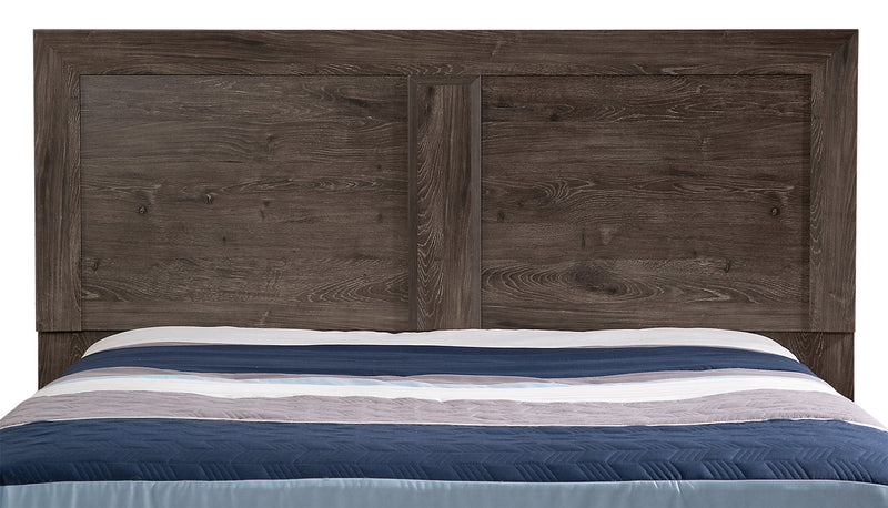 Yorkdale 12-Drawer Platform Bed with Headboard & Storage Frame, Made in Canada, Grey - Queen Size