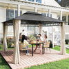 Outsunny 10' x 12' Double Roof Hardtop Gazebo with Curtains, Beige