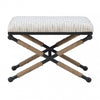Ashburn Campaign Fabric Accent Striped Ottoman - Black|Pouf d’appoint Ashburn Campaign en tissu rayé - noir