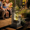 Outsunny 4-Tier 33.5" Outdoor Waterfall Fountain with LED Lights, Pump Grey