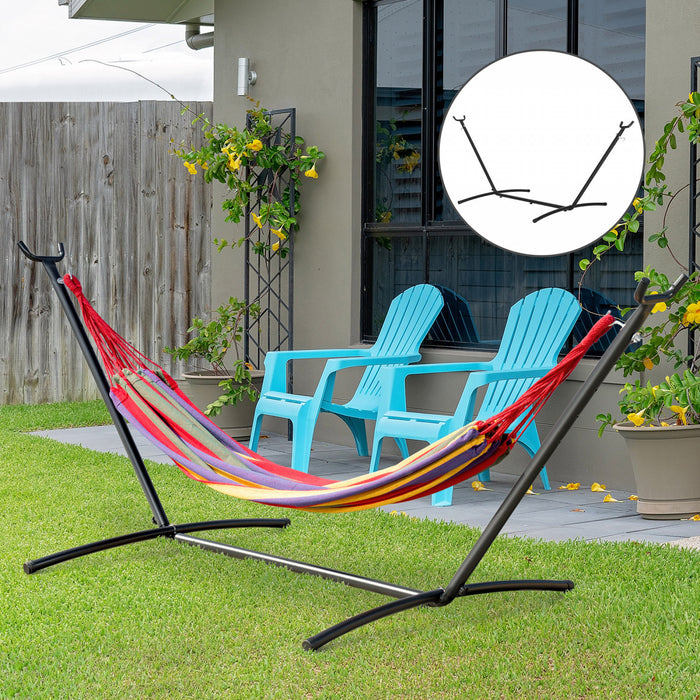 Outsunny 9.2'l Adjustable Hammock Stand Only, Heavy Duty Universal Garden Outdoor Camping Picnic Sun Bed Swing Metal Frame W/ Six Holes To Adjust, Black