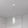 Dainolite Cubo 1 Light Pendant Rectangular Frame Polished Chrome Finish Frosted/Clear Glass Lamp|Luminaire suspendu Cubo de Dainolite en verre givré et transparent, avec cadre rectangulaire, fini chromé poli et 1 ampoule