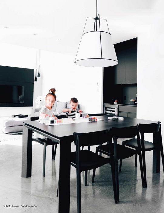 Dainolite Trapezoid 3 Light Pendant Trapezoid Black/White Shade White Fabric Diffuser Lamp
