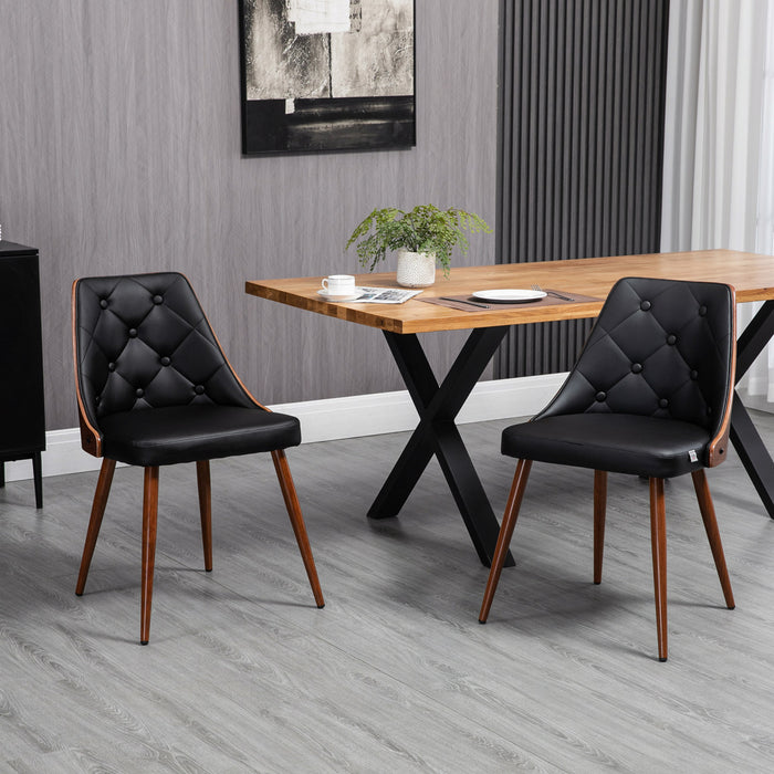 HOMCOM Modern Dining Chairs Set of 2, Solid Wood Back and Steel Legs