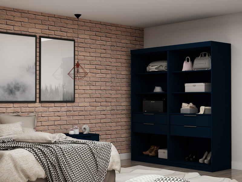Mulberry Contemporary Modern 36\" Wardrobe Closet in Midnight Blue - Set of 2