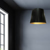 Dainolite Oversized Drum 1 Light Pendant Medium Black/Gold Shade Lamp|Luminaire suspendu moyen de Dainolite avec très grand abat-jour cylindrique noir et doré, et 1 ampoule