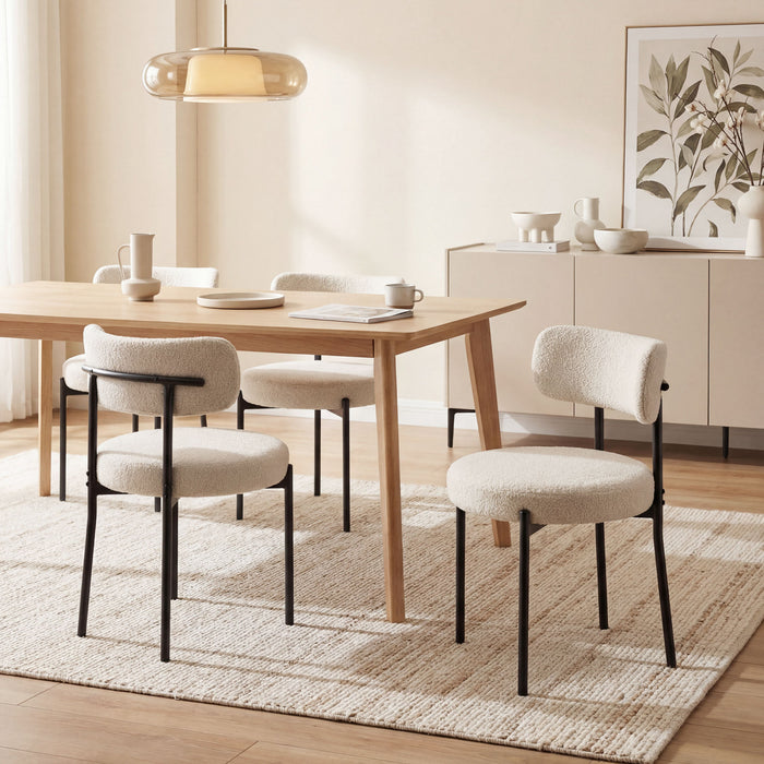 HOMCOM Dining Chairs Set of 4 Kitchen Chairs with Steel Legs, Beige