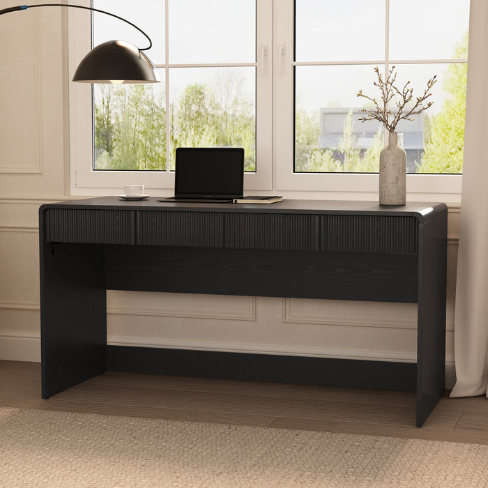 Novara Contemporary 60\" Writing Desk in Black (2-Drawer)