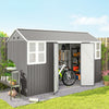 Outsunny 12' x 5.5' Metal Garden Storage Shed with Lockable Door, Grey