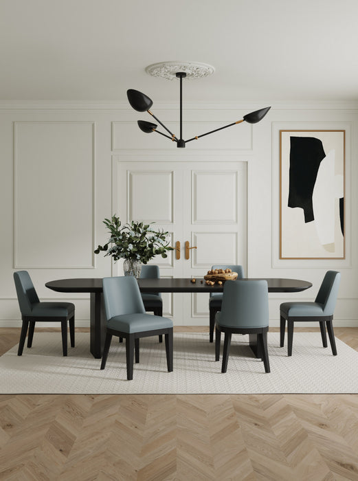 Gansevoort Modern Wood Vegan Leather Dining Chair in Pewter - Set of 4