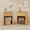 HOMCOM Modern Nightstand Set of 2, Bedside Table for Bedroom, Oak