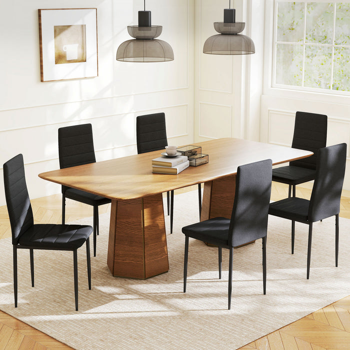 HOMCOM Dining Chairs, Set of 6, Linen Upholstered Accent Chairs, Back