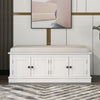 Daniel Solid Wood Storage Bench With 4-door Shoe Cabinet With Adjustable Shelves - White | Daniel Banc De Rangement En Bois Massif Avec Armoire A Chaussures A 4 Portes Et Etageres Reglables, Blanc