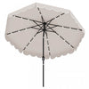 Costway 9.3 FT Solar Patio Umbrella Outdoor Market Sunshade with 24 LED Lights Ruffles Beige