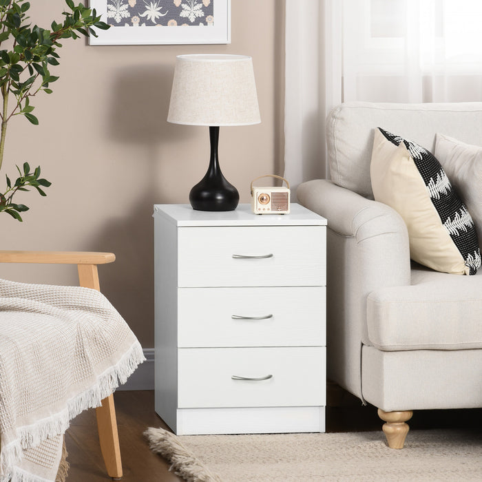 HOMCOM Bedside Table, Night Stand with 3 Drawer for Bedroom