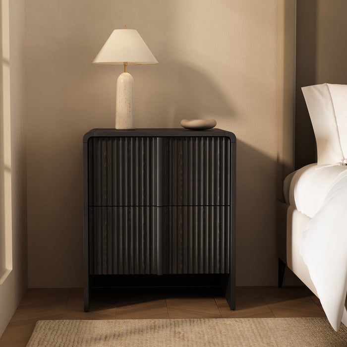 Novara Contemporary 22\" Nightstand in Black (2-Drawer)