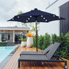 Costway 10' Solar LED Lighted Patio Market Umbrella Shade Tilt Adjustment Crank Navy