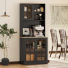 HOMCOM Kitchen Pantry with 3 Storage Cabinets, 2 Open Shelves, Countertop