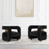 Amirah Modern Velvet Lounge Chair in Black - Set of 2 | Fauteuil lounge moderne Amirah en velours noir - Lot de 2