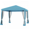 Outsunny 10' X 10' Pop Up Canopy Tent Gazebo With Removable Mesh Sidewall|Outsunny Auvent 10' X 10' Avec 4 Parois Laterales Amovibles, Bleu Clair