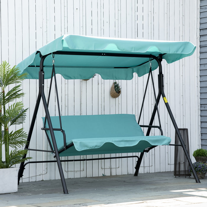 Outsunny 3-seat Patio Swing Chair With Adjustable Canopy Teal