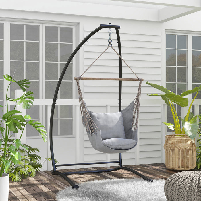 Outsunny Hanging Hammock Chair Stand Only, C Shape Swing Stand, Black
