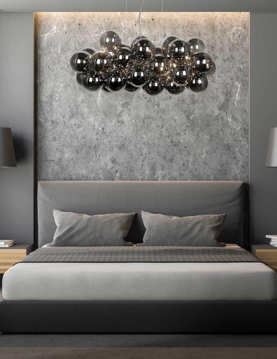 Dainolite Comet 10 Light Horizontal Pendant Polished Chrome Smoked Glass Lamp