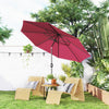 Outsunny 10' X 8' Round Market Umbrella For Garden, Bench, Lawn, Wine Red