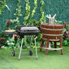 Outsunny Charcoal BBQ Grill with Warming Rack & Storage Side Table, Portable Barbecue Smoker with Lid, Heat Control, Wheels for Outdoor Cooking Camping Picnic, Black