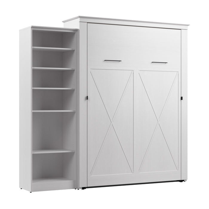 Bestar Key West Queen Murphy Bed with Closet Organizer (94 W) - Pure White Oak