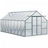 Outsunny Polycarbonate Greenhouse Kit With Vent Rain Gutter Door, Green|Outsunny Serre En Polycarbonate Avec Porte, Gouttiere, Aeration, Vert