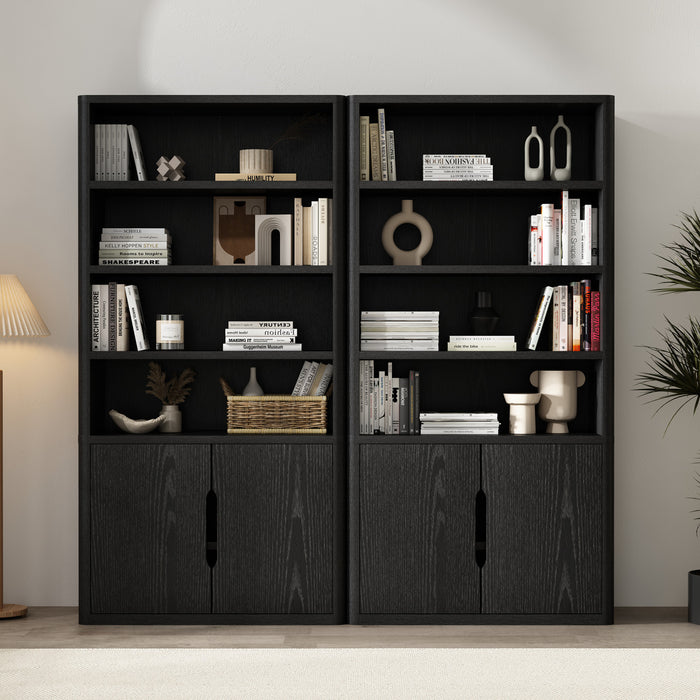 Rivington Modern 40\" Bookcase Cabinet in Black - Set of 2