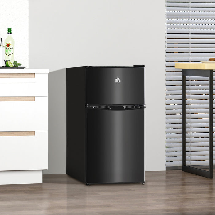 HOMCOM 3.2 Cu Ft Mini Fridge with Freezer Adjustable Shelf Reversible Doors
