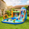 Qaba 8 in 1 Bouncy Castle for Kids, Large Sharks Theme Inflatable Bounce House with Slide, Pool (Ball Pit), Climbing Wall, Ring Toss, Water Cannon, Blower for Indoor Outdoor, Blue