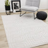 Leonardo Cream Beige Oriental Trellis Pattern Rug, 6'7" x 9'6" Indoor Area Rug | Tapis a motifs de treillis orientaux creme beige Leonardo, 6'7" x 9'6"