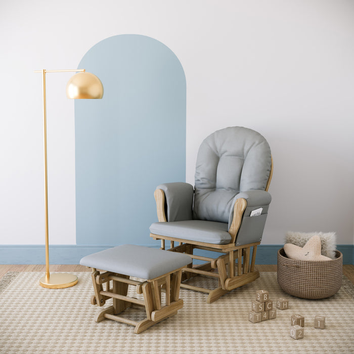Storkcraft Hoop Glider and Ottoman - Natural/Light Gray