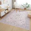 Aqua Pink Washable Non-slip Low Pile Area Rug 5'x7' | Tapis Rose Lavable Et Antiderapant A Poils Ras 5'x7'
