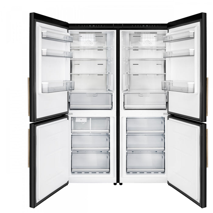 Forno Custodia 48\" Bottom Freezer combo, 20.6 cu.ft., Ice Maker, Total No frost, Black - FFFFD1766-48BLK Refrigerator