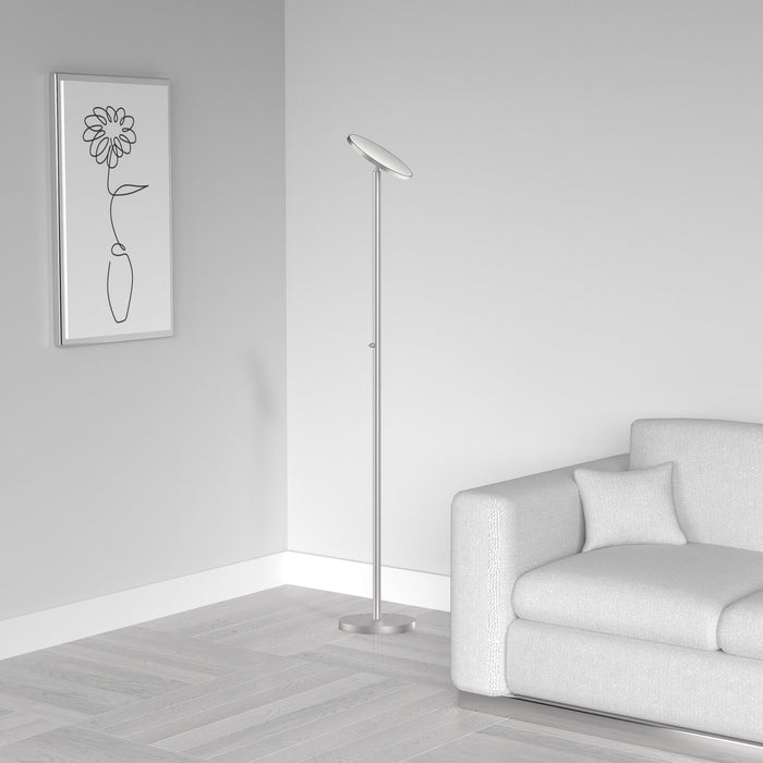 Dainolite LED Torchier Floor Lamp Satin Nickel Finish