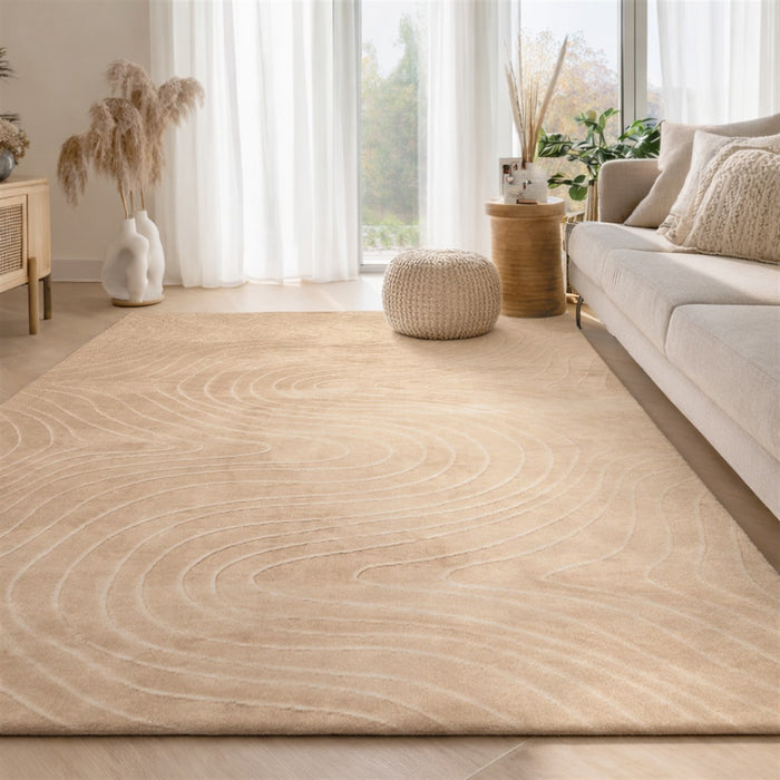 Somos Contemporary Beige Washable Rug 5'0\" x 7'6\" Indoor Area Rug