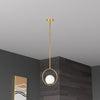 Dainolite Adrienna 10" 1 Light Pendant Aged Brass Finish White Opal Glass Lamp|Luminaire suspendu Adrienna de Dainolite en verre blanc opale, avec fini laiton vieilli et 1 ampoule 10 po